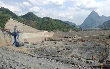 Construction at the Nam Ou 1 hydropower dam. Photo: RFA
