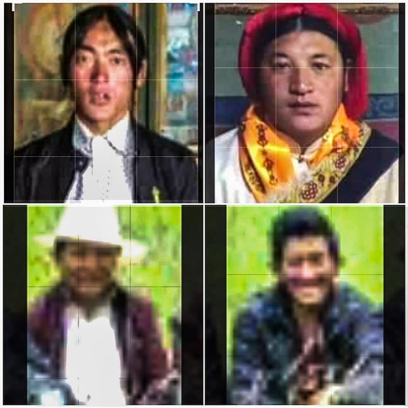 西藏那曲被捕藏人(上左起)诺桑、斯塔旺杰、央培、杜堆拉杰 (消息人士提供)